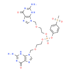 ChemSpider 2D Image | Bis{2-[(2-amino-6-oxo-3,6-dihydro-9H-purin-9-yl)methoxy]ethyl} 4-(methylsulfonyl)phenyl phosphate | C23H27N10O10PS