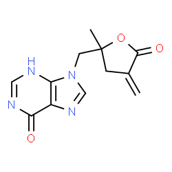ChemSpider 2D Image | 5-[(6-hydroxy-9H-purin-9-yl)methyl]-5-methyl-3-methylidenedihydrofuran-2(3H)-one | C12H12N4O3