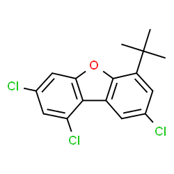 ChemSpider 2D Image | 6-tert-Butyl-1,3,8-trichloro-dibenzofuran | C16H13Cl3O