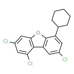 ChemSpider 2D Image | 1,3,8-Trichloro-6-cyclohexyl-dibenzofuran | C18H15Cl3O