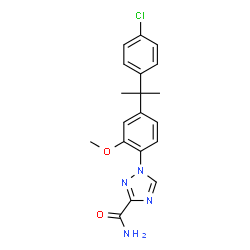 ChemSpider 2D Image | 1-{4-[2-(4-Chlorophenyl)-2-propanyl]-2-methoxyphenyl}-1H-1,2,4-triazole-3-carboxamide | C19H19ClN4O2