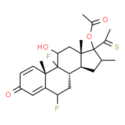 ChemSpider 2D Image | (9xi,17xi)-6,9-Difluoro-11-hydroxy-16-methyl-3-oxo-20-thioxopregna-1,4-dien-17-yl acetate | C24H30F2O4S