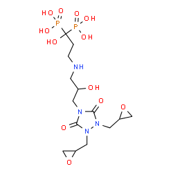 ChemSpider 2D Image | [3-({3-[1,2-Bis(2-oxiranylmethyl)-3,5-dioxo-1,2,4-triazolidin-4-yl]-2-hydroxypropyl}amino)-1-hydroxy-1,1-propanediyl]bis(phosphonic acid) | C14H26N4O12P2