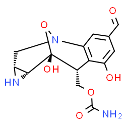 ChemSpider 2D Image | [(8R,9R,10R,12R)-4-Formyl-6,9-dihydroxy-14-oxa-1,11-diazatetracyclo[7.4.1.0~2,7~.0~10,12~]tetradeca-2,4,6-trien-8-yl]methyl carbamate | C14H15N3O6