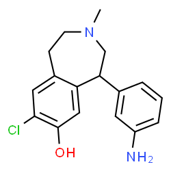 ChemSpider 2D Image | 5-(3-Aminophenyl)-8-chloro-3-methyl-2,3,4,5-tetrahydro-1H-3-benzazepin-7-ol | C17H19ClN2O