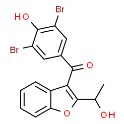 ChemSpider 2D Image | (3,5-Dibromo-4-hydroxyphenyl)[2-(1-hydroxyethyl)-1-benzofuran-3-yl]methanone | C17H12Br2O4