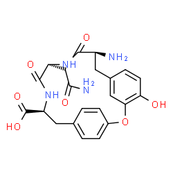 ChemSpider 2D Image | (9S,12S,15S)-9-Amino-12-(2-amino-2-oxoethyl)-4-hydroxy-10,13-dioxo-2-oxa-11,14-diazatricyclo[15.2.2.1~3,7~]docosa-1(19),3(22),4,6,17,20-hexaene-15-carboxylic acid | C22H24N4O7