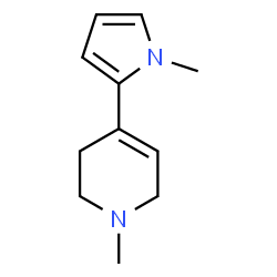 ChemSpider 2D Image | 1,2,3,6-Tetrahydro-1-methyl-4-(methylpyrrol-2-yl)pyridine | C11H16N2