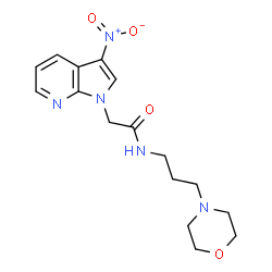 ChemSpider 2D Image | N-[3-(4-Morpholinyl)propyl]-2-(3-nitro-1H-pyrrolo[2,3-b]pyridin-1-yl)acetamide | C16H21N5O4