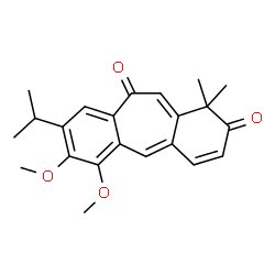 ChemSpider 2D Image | 8-Isopropyl-6,7-dimethoxy-1,1-dimethyl-1H-dibenzo[a,d][7]annulene-2,10-dione | C22H24O4