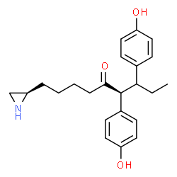 ChemSpider 2D Image | (6S)-1-[(2R)-2-Aziridinyl]-6,7-bis(4-hydroxyphenyl)-5-nonanone | C23H29NO3