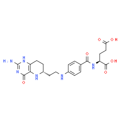 ChemSpider 2D Image | N-[4-({2-[(6R)-2-Amino-4-oxo-1,4,5,6,7,8-hexahydropyrido[3,2-d]pyrimidin-6-yl]ethyl}amino)benzoyl]-L-glutamic acid | C21H26N6O6