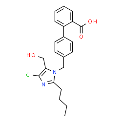 ChemSpider 2D Image | 4'-{[2-Butyl-4-chloro-5-(hydroxymethyl)-1H-imidazol-1-yl]methyl}-2-biphenylcarboxylic acid | C22H23ClN2O3