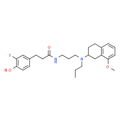 ChemSpider 2D Image | 3-(4-Hydroxy-3-iodophenyl)-N-{3-[(8-methoxy-1,2,3,4-tetrahydro-2-naphthalenyl)(propyl)amino]propyl}propanamide | C26H35IN2O3