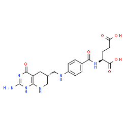 ChemSpider 2D Image | N-[4-({[(6R)-2-Amino-4-oxo-1,4,5,6,7,8-hexahydropyrido[2,3-d]pyrimidin-6-yl]methyl}amino)benzoyl]-L-glutamic acid | C20H24N6O6