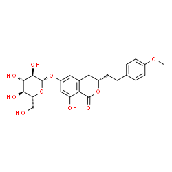ChemSpider 2D Image | (3S)-8-Hydroxy-3-[2-(4-methoxyphenyl)ethyl]-1-oxo-3,4-dihydro-1H-isochromen-6-yl beta-D-glucopyranoside | C24H28O10