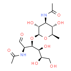 ChemSpider 2D Image | 2-Acetamido-3-O-(3-acetamido-3,6-dideoxy-beta-D-glucopyranosyl)-2-deoxy-D-galactose | C16H28N2O10
