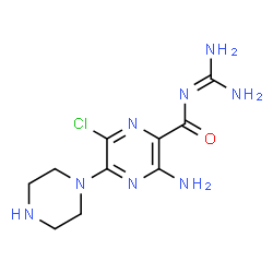 ChemSpider 2D Image | 3-Amino-6-chloro-N-(diaminomethylene)-5-(1-piperazinyl)-2-pyrazinecarboxamide | C10H15ClN8O