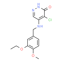 ChemSpider 2D Image | 4-Chloro-5-[(3-ethoxy-4-methoxybenzyl)amino]-3(2H)-pyridazinone | C14H16ClN3O3