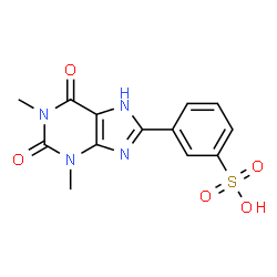 ChemSpider 2D Image | 3-(1,3-Dimethyl-2,6-dioxo-2,3,6,7-tetrahydro-1H-purin-8-yl)benzenesulfonic acid | C13H12N4O5S