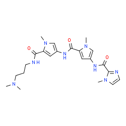 ChemSpider 2D Image | N-{5-[(5-{[3-(Dimethylamino)propyl]carbamoyl}-1-methyl-1H-pyrrol-3-yl)carbamoyl]-1-methyl-1H-pyrrol-3-yl}-1-methyl-1H-imidazole-2-carboxamide | C22H30N8O3