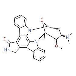 ChemSpider 2D Image | (2S,3S,4R,6R)-4-(Dimethylamino)-3-methoxy-2-methyl-29-oxa-1,7,17-triazaoctacyclo[12.12.2.1~2,6~.0~7,28~.0~8,13~.0~15,19~.0~20,27~.0~21,26~]nonacosa-8,10,12,14,19,21,23,25,27-nonaen-16-one | C29H28N4O3