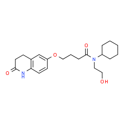 ChemSpider 2D Image | N-Cyclohexyl-N-(2-hydroxyethyl)-4-[(2-oxo-1,2,3,4-tetrahydro-6-quinolinyl)oxy]butanamide | C21H30N2O4