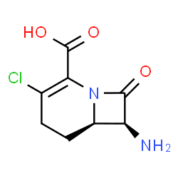 ChemSpider 2D Image | (6R,7S)-7-Amino-3-chloro-8-oxo-1-azabicyclo[4.2.0]oct-2-ene-2-carboxylic acid | C8H9ClN2O3