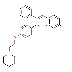 ChemSpider 2D Image | 3-Phenyl-2-{4-[2-(1-piperidinyl)ethoxy]phenyl}-2H-chromen-7-ol | C28H29NO3