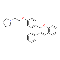 ChemSpider 2D Image | 1-{2-[4-(3-Phenyl-2H-chromen-2-yl)phenoxy]ethyl}pyrrolidine | C27H27NO2