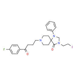 ChemSpider 2D Image | 8-[4-(4-Fluorophenyl)-4-oxobutyl]-3-(2-iodoethyl)-1-phenyl-1,3,8-triazaspiro[4.5]decan-4-one | C25H29FIN3O2