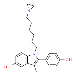ChemSpider 2D Image | 1-(6-(1-Aziridinyl)hexyl)-2-(4-hydroxyphenyl)-3-methyl-1H-indol-5-ol | C23H28N2O2