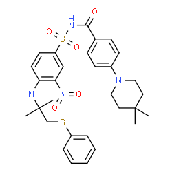 ChemSpider 2D Image | N-[(4-{[1,1-dimethyl-2-(phenylthio)ethyl]amino}-3-nitrophenyl)sulfonyl]-4-(4,4-dimethylpiperidin-1-yl)benzamide | C30H36N4O5S2