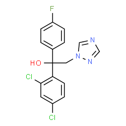 ChemSpider 2D Image | 1-(2,4-Dichlorophenyl)-1-(4-fluorophenyl)-2-(1H-1,2,4-triazol-1-yl)ethanol | C16H12Cl2FN3O