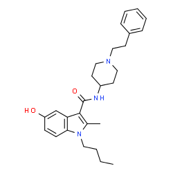 ChemSpider 2D Image | 1-Butyl-5-hydroxy-2-methyl-N-[1-(2-phenylethyl)-4-piperidinyl]-1H-indole-3-carboxamide | C27H35N3O2