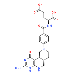 ChemSpider 2D Image | N-{4-[(6aR,10aS)-3-Amino-1-oxo-1,5,6,6a,7,8,10,10a-octahydropyrimido[4,5-c][2,6]naphthyridin-9(4H)-yl]benzoyl}-L-glutamic acid | C22H26N6O6