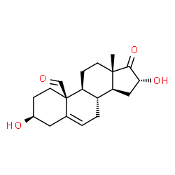 ChemSpider 2D Image | (3beta,16alpha)-3,16-Dihydroxy-17-oxoandrost-5-en-19-al | C19H26O4