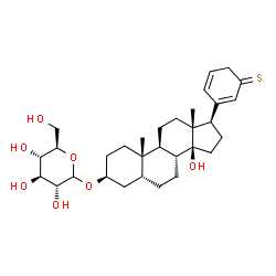 ChemSpider 2D Image | (3beta,5beta,14beta,17beta)-14-Hydroxy-17-(3-thioxo-1,5-cyclohexadien-1-yl)androstan-3-yl D-glucopyranoside | C31H46O7S