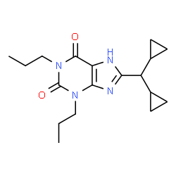 ChemSpider 2D Image | 8-(Dicyclopropylmethyl)-1,3-dipropyl-3,7-dihydro-1H-purine-2,6-dione | C18H26N4O2