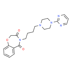 ChemSpider 2D Image | 4-(4-(4-(2-Pyrimidyl)-1-piperazinyl)butyl)-1,4-benzoxazepine-3,5(2H,4H)-dione | C21H25N5O3