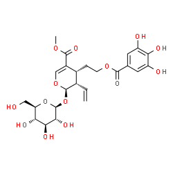 ChemSpider 2D Image | Methyl (2R,3S,4R)-2-(beta-D-glucopyranosyloxy)-4-{2-[(3,4,5-trihydroxybenzoyl)oxy]ethyl}-3-vinyl-3,4-dihydro-2H-pyran-5-carboxylate | C24H30O14