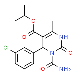 ChemSpider 2D Image | Isopropyl 3-carbamoyl-4-(3-chlorophenyl)-6-methyl-2-oxo-1,2,3,4-tetrahydro-5-pyrimidinecarboxylate | C16H18ClN3O4
