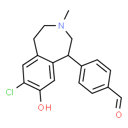 ChemSpider 2D Image | 4-(7-Chloro-8-hydroxy-3-methyl-2,3,4,5-tetrahydro-1H-3-benzazepin-1-yl)benzaldehyde | C18H18ClNO2