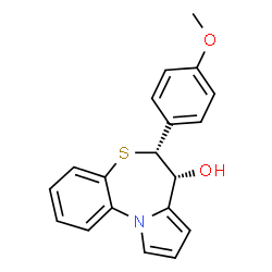 ChemSpider 2D Image | (6R,7R)-6-(4-Methoxyphenyl)-6,7-dihydropyrrolo[2,1-d][1,5]benzothiazepin-7-ol | C19H17NO2S