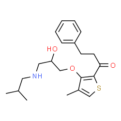 ChemSpider 2D Image | 1-{3-[2-Hydroxy-3-(isobutylamino)propoxy]-4-methyl-2-thienyl}-3-phenyl-1-propanone | C21H29NO3S