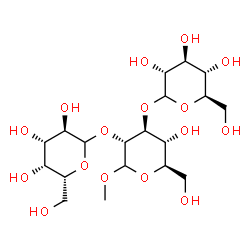 ChemSpider 2D Image | Methyl D-galactopyranosyl-(1->2)-[D-glucopyranosyl-(1->3)]-D-glucopyranoside | C19H34O16