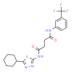 ChemSpider 2D Image | N-(5-Cyclohexyl-1,3,4-thiadiazol-2-yl)-N'-[3-(trifluoromethyl)phenyl]succinamide | C19H21F3N4O2S