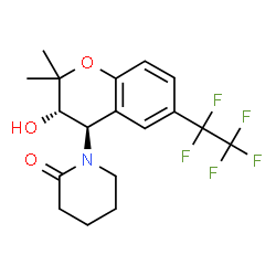 ChemSpider 2D Image | 1-[(3S,4R)-3-Hydroxy-2,2-dimethyl-6-(pentafluoroethyl)-3,4-dihydro-2H-chromen-4-yl]-2-piperidinone | C18H20F5NO3