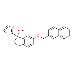 ChemSpider 2D Image | 2-[1-Methoxy-6-(2-naphthylmethoxy)-2,3-dihydro-1H-inden-1-yl]-1,3-thiazole | C24H21NO2S