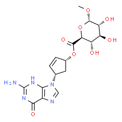 ChemSpider 2D Image | (1R,4S)-4-(2-Amino-6-oxo-3,6-dihydro-9H-purin-9-yl)-2-cyclopenten-1-yl methyl alpha-D-glucopyranosiduronate | C17H21N5O8